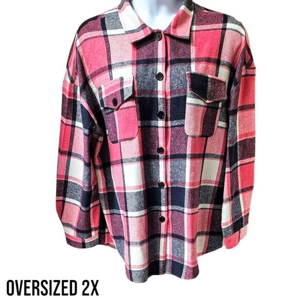 PLUS SIZE Women's Warm (Oversized) Multi Color Flannel Shacket Jacket. SIZE 20W - Picture 2 of 15
